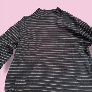 Cherokee Black and Gray Striped Turtleneck